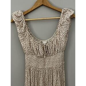 Aeropostale Babydoll Milk Maid Dress Small Ivory Floral Slit Smocked Dainty Soft